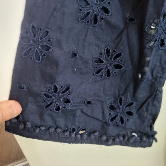 J.Crew V-Neck Beach Tunic Cover-up Eyelet Navy Cotton Small - Picture 5 of 12